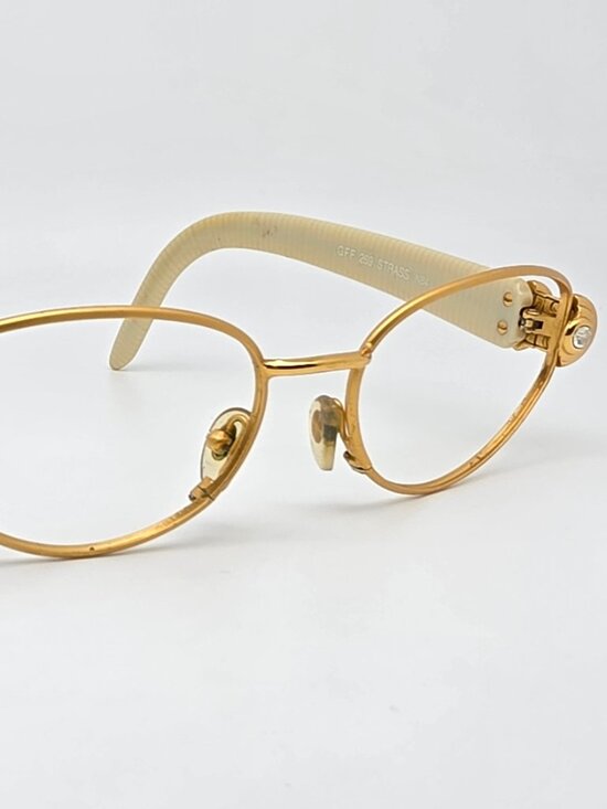 Gianfranco Ferre GFF 269 NB4 Strass Matte Gold Ivory Rhinestone Sunglasses Frame